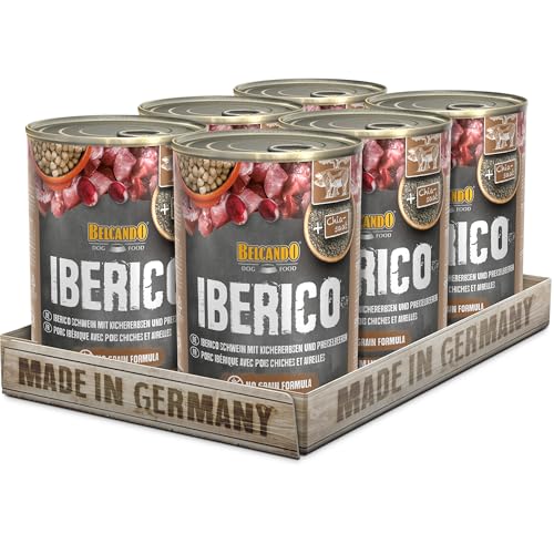 Belcando Super Premium Dose [6x400g Iberico mit Kichererbsen & Preiselbeeren] | Nassfutter für Hunde | Feuchtfutter Dose | Alleinfutter für Hunde Aller Rassen von Belcando