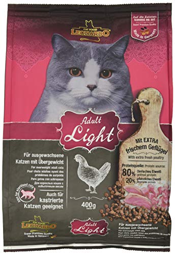 Leonardo Adult Light [400g] Katzenfutter | Diät Trockenfutter für Katzen | Alleinfuttermittel für Katzenrassen ab 1 Jahr von Belcando