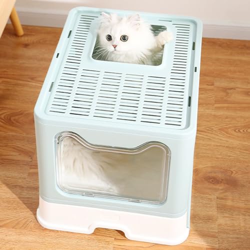 Belfoyer Große Katzentoilette geschlossen, großes Katzentoilette, faltbar, mit Deckel, tragbar, Toilette für Katzen mit Deckel, Blau Belfoyer Große Katzentoilette geschlossen, großes Katzentoilette, faltbar, mit Deckel, tragbar, Toilette für Katzen mit Deckel, Blau von Belfoyer