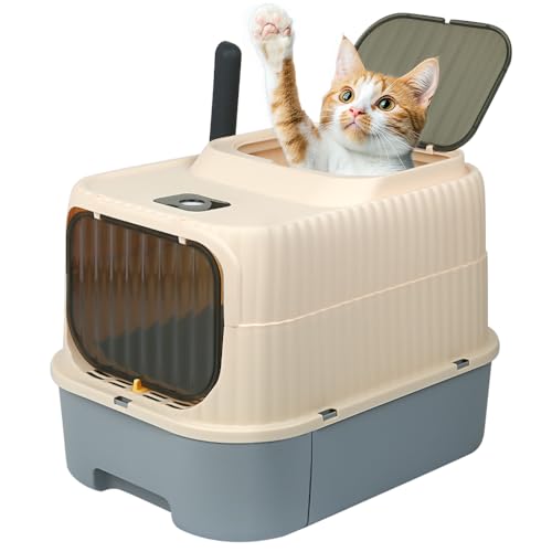 Belfoyer Katzentoilette 37×49×37cm – Geschlossenes Katzenklo, Grau, Mit Schaufel & Leicht zu Reinigen von Belfoyer