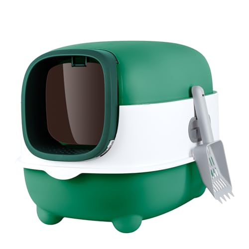 Belfoyer Katzentoilette mit UV-Sterilisation 40×39×56 cm – Geschlossenes Katzenklo mit Filter & Schaufel, PP-Material, Grün von Belfoyer