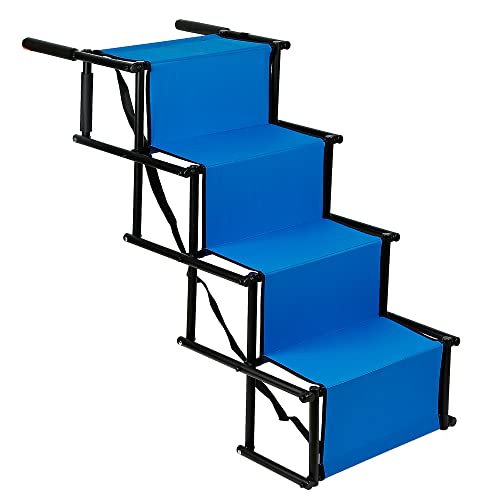 Belfoyer Treppe für Hunde, belastbar bis 75 kg, Treppe mit 4 Stufen für Haustiere, für kleine und große Hunde (blau) von Belfoyer