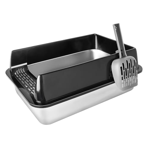 Edelstahl Katzenklo,Große Katzentoilette aus Metall, Für große Katzen, Kätzchen, Toilet, XXL Toilette,Leicht zu Reinigen,offenes Katzenklo,Rostfrei, Antihaft Glatte Oberfläche (Schwarz 60x40x30 cm) Edelstahl Katzenklo,Große Katzentoilette aus Metall, Für große Katzen, Kätzchen, Toilet, XXL Toilette,Leicht zu Reinigen,offenes Katzenklo,Rostfrei, Antihaft Glatte Oberfläche (Schwarz 60x40x30 cm) von Belfoyer