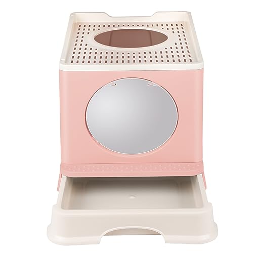 Geschlossene Katzentoilette für Katzen, Toilette, herausnehmbares Tablett, Schaufel, Bürste, tragbar, WC für Katzen mit Deckel für Groß und Klein, Rosa Geschlossene Katzentoilette für Katzen, Toilette, herausnehmbares Tablett, Schaufel, Bürste, tragbar, WC für Katzen mit Deckel für Groß und Klein, Rosa von Belfoyer