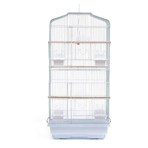 Vogelkäfig Wellensittich Kanarien Käfig,Vogelkäfig Vogelvoliere Tierkäfig Vogelhaus,mit extra viel Platz,mit Freisitz und Zubebör mit Ständer,Exotenkäfig（46x36x92cm Weiß） von Belfoyer