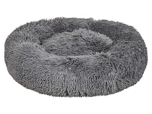Beliani Kuscheliges Tierbett oval für Hunde Katzen Polyester dunkelgrau ⌀ 60 cm Kulu von Beliani
