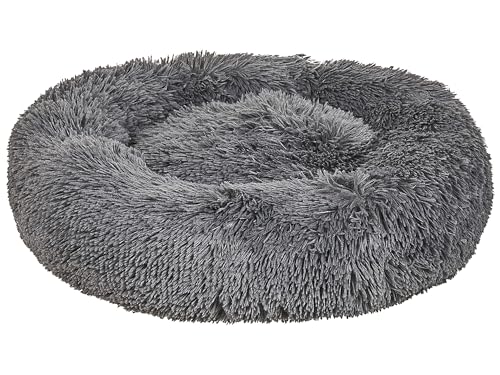 Beliani Kuscheliges Tierbett oval für Hunde Katzen Polyester dunkelgrau ⌀ 80 cm Kulu von Beliani