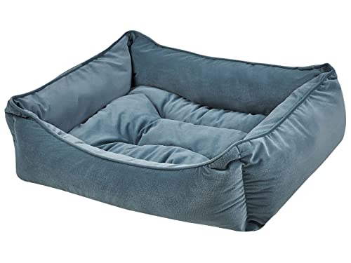 Beliani Rechteckiges Tierbett Samtstoff für Hunde Katzen in Blau 70 x 60 cm Izmir von Beliani