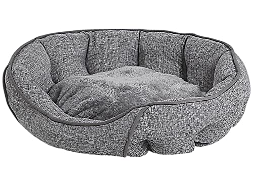 Kuscheliges Tierbett grau Leinen oval 60x50 cm für kleine und mittlere Hunde Katzen Candir Kuscheliges Tierbett grau Leinen oval 60x50 cm für kleine und mittlere Hunde Katzen Candir von Beliani