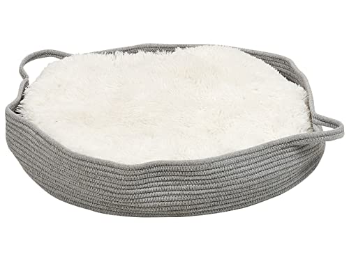 Kuscheliges Tierbett oval für Hunde Katzen grau / weiß ø 70 cm Dalaman Kuscheliges Tierbett oval für Hunde Katzen grau / weiß ø 70 cm Dalaman von Beliani