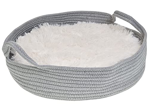 Kuscheliges Tierbett oval für Hunde Katzen grau / weiß ø 70 cm Dalaman Kuscheliges Tierbett oval für Hunde Katzen grau / weiß ø 70 cm Dalaman von Beliani
