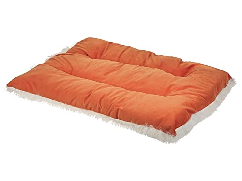 Modernes Tierbett aus weichem Samtstoff mit Quasten orange 70 x 55 cm Ergani Modernes Tierbett aus weichem Samtstoff mit Quasten orange 70 x 55 cm Ergani von Beliani