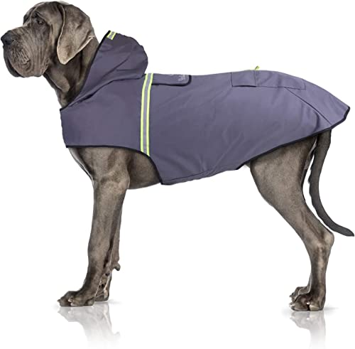 Bella & Balu Hunderegenmantel - Wasserdichter Hundemantel mit Kapuze und Reflektoren für trockene, sichere Gassigänge, den Hundespielplatz und den Urlaub mit Hund (M - Orange), hundewindeln von Bella & Balu