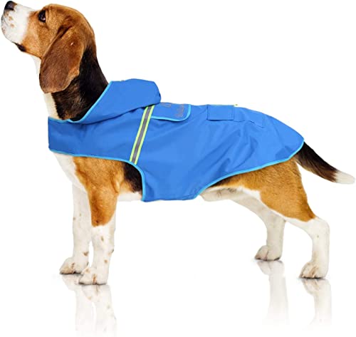 Bella & Balu Regenmantel Hund, Hunderegenmantel wasserdicht - für Hunde, wasserdichter Hundemantel Schutz für den Bauch, Regenbekleidung öffnungsgröße groß - M, Blau von Bella & Balu