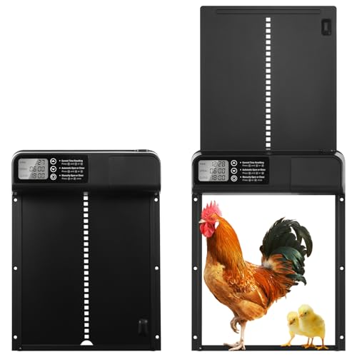 Aluminum Automatische Hühnerklappe Batterie, Bellanny Elektrische Hühnerstalltür mit Wasserdicht Großes Display, Timer, Manuelle, Hühnertür Türöffner, Intelligenter Einklemmschutz für Chicken Run Aluminum Automatische Hühnerklappe Batterie, Bellanny Elektrische Hühnerstalltür mit Wasserdicht Großes Display, Timer, Manuelle, Hühnertür Türöffner, Intelligenter Einklemmschutz für Chicken Run von Bellanny