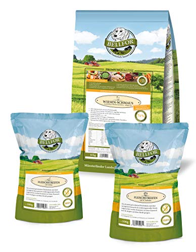 Bellfor Ausgesuchtes Fleisch und natürliche Zutaten Wiesen-Schmaus Kaltgepresst 10 kg Trockenfutter mit Huhn und Truthahn Enten Fleischstreifen Gesunder Hundesnacks 2 x 100 g Bellfor Ausgesuchtes Fleisch und natürliche Zutaten Wiesen-Schmaus Kaltgepresst 10 kg Trockenfutter mit Huhn und Truthahn Enten Fleischstreifen Gesunder Hundesnacks 2 x 100 g von Bellfor