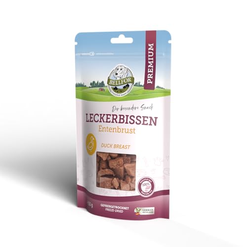 Bellfor Leckerbissen für Hunde - Entenbrust - 50 g. Gefriergetrockneter Hundesnack. Getreidefreies Hundeleckerli, leicht verdaulich für empfindliche Hunde. von Bellfor
