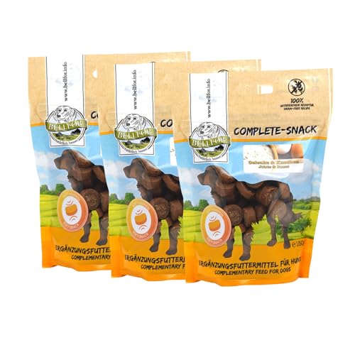 Bellfor Gelenke & Knochen Hundesnack mit Ovopet 3 x 150 g, Großpackung - zur Unterstützung von Gelenkgesundheit und Beweglichkeit. Gelenk Hundeleckerli mit Kollagen, Chondroitinsulfat und Glucosamin von Bellfor