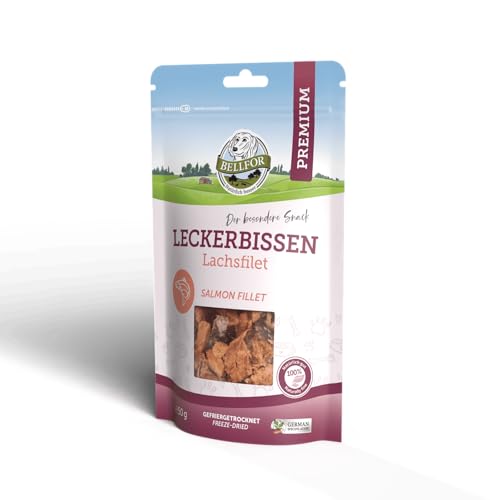 Bellfor Gesunder Leckerbissen für Hunde Gefriergetrocknetes Lachsfilet - 50 g. Getreidefreie Hundeleckerlis Reich an Omega-3-Fettsäuren und Proteinen. Natürliche Leckerlis für Hunde. von Bellfor