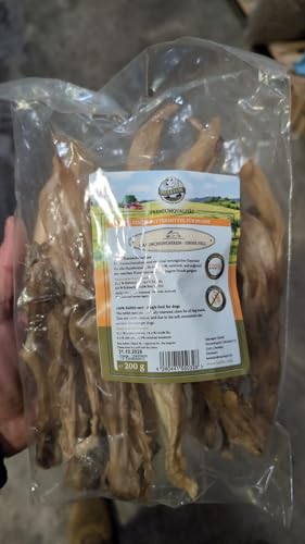 Bellfor - Kaninchenohren ohne Fell - 200 g. Kausnacks für Hunde zur Unterstützung gesunder Zähne bei Welpen und Senioren. Leicht verdaulich. Hundeleckerli für das Hundetraining. von Bellfor