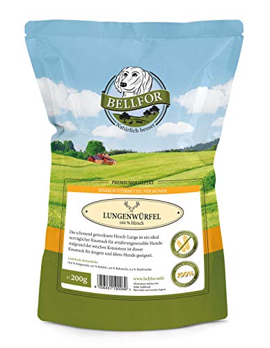 Bellfor Hundesnack Gesunder mit Hirsch Lungenwürfel sind ohne Zusätze und Geschmacksverstärker hergestellt und Lassen Sich gut als Belohnungssnack füttern 200 g von Bellfor