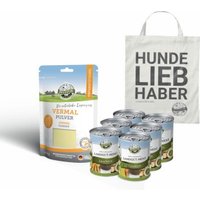 Bellfor Giardien Sparset für große - Hundefutter Nass + Vermal Pulver + 1 Jutebeutel von Bellfor