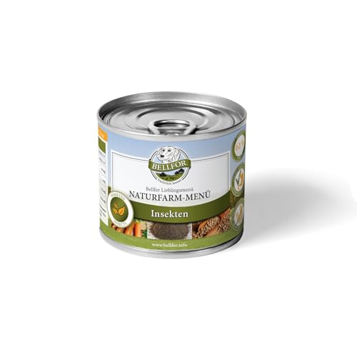 Bellfor Hypoallergenes Hundefutter Nass mit Insekten - Naturfarm-Menü - 200 g. Monoprotein Hundefutter für Allergiker, ohne Getreide & Kartoffeln – für kleine Hunde, sensitiv & nachhaltig. von Bellfor