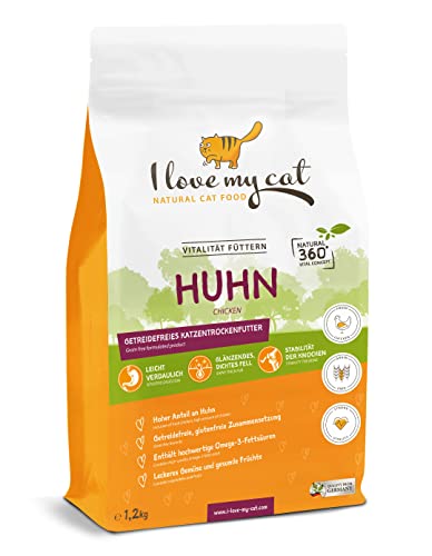 I Love My cat Hochwertiges getreidefreies Trockenfutter mit frischem Huhn und hohem Omega-3-Gehalt für Katzen - Ideal für eine gesunde Ernährung - 1,2 kg von I love my cat NATURAL CAT FOOD