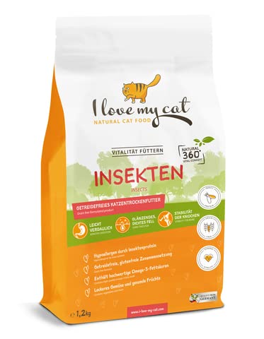 I Love My cat Hochwertiges getreidefreies Trockenfutter mit frischem Insektenprotein und hohem Omega-3-Gehalt für Katzen - Ideal für eine gesunde Ernährung - 1,2 kg von I love my cat NATURAL CAT FOOD