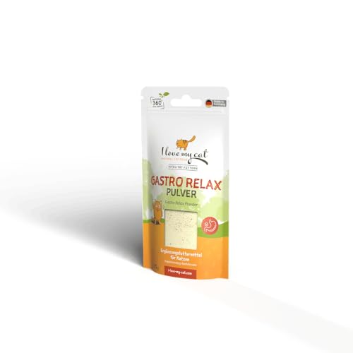 I Love My Cat Gastro Relax Pulver – Nahrungsergänzung für Katzen, die an Durchfall Leiden – 35 g. Für alle Katzen geeignet. Unterstützt die Darmflora bei Katzen. Gemeinsam mit Tierärzten entwickelt. von I love my cat NATURAL CAT FOOD