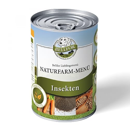 Bellfor Hundenassfutter Getreidefrei mit Insektenprotein - Naturfarm-Menü 400 g. Ideal für Ernährungssensible Hunde, Reich an Vitaminen & Mineralien. Optimal für Hunde mit Allergien. von Bellfor