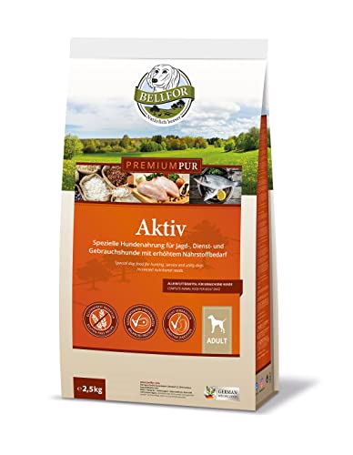 Bellfor Premium PUR Aktiv Glutenfrei Hundefutter speziell entwickelt, um Sport- und Arbeitshunde bedarfsgerecht zu versorgen und ihre Leistungsfähigkeit 2,5 kg von Bellfor