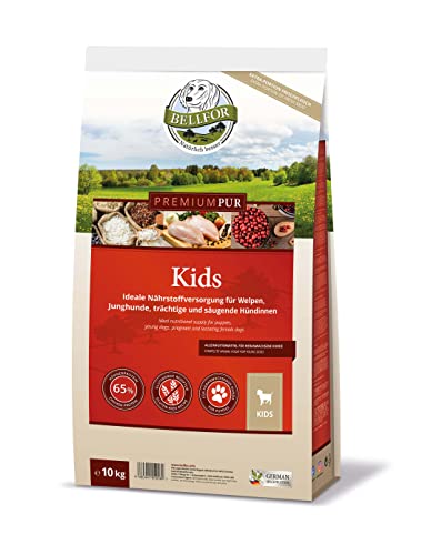 Bellfor Premium PUR Kids Glutenfrei Hundefutter für Welpen Ideale Nährstoffversorgung für Welpen, Junghunde, trächtige und säugende Hündinnen 10 kg von Bellfor