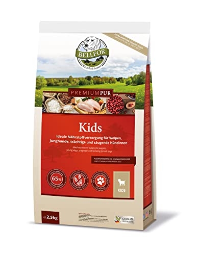 Bellfor Premium PUR Kids Glutenfrei Hundefutter für Welpen Ideale Nährstoffversorgung für Welpen, Junghunde, trächtige und säugende Hündinnen 2,5 kg von Bellfor