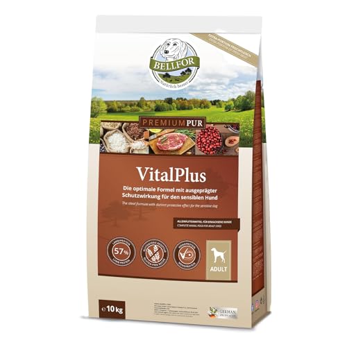 Bellfor PUR VitalPlus Trockenfutter für Hunde, Glutenfrei mit Hohem Lammanteil, 10 kg - Omega 3 & Natürliche Antioxidantien von Bellfor