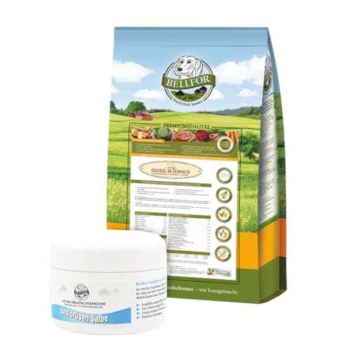 Bellfor Set für mittelgroße Hunde zur Unterstützung der Analdrüsenpflege – Getreidefreies Trockenfutter 2,5 kg und Analdrüsen Salbe 30 ml von Bellfor