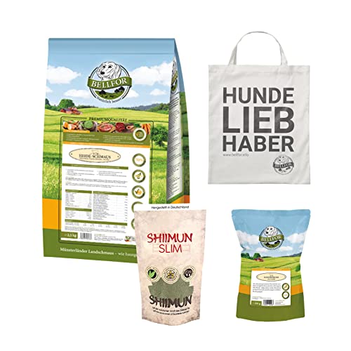 Bellfor Sparset Heide-Schmaus Getreide und Glutenfreies Hundefutter 2,5 kg Kausnacks 100 g Diät für Hunde 120 g für Mittelgroße Hunderassen mit Gewichtsproblemen von Bellfor