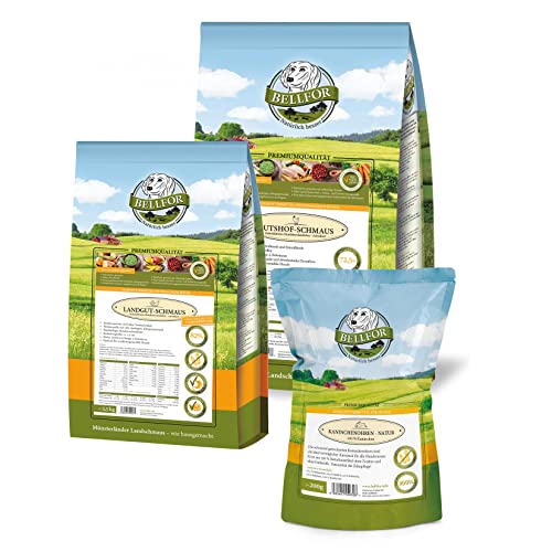 Bellfor Sparset Natürliches 3 Hundesnacks Gutshof-Schmaus 7,5kg Landgut-Schmaus 2,5kg Kaninchenohren 200g erntefrisches Gemüse und natürliche Zutaten von Bellfor