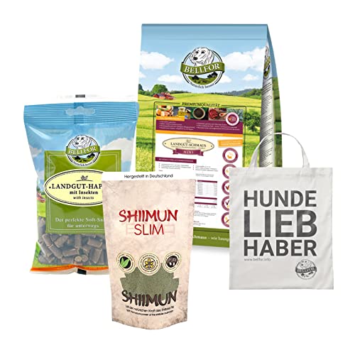 Bellfor Sparset mit Hypoallergenes Trockenfutter Getreidefrei 1,2 kg Snacks 200 g Diät für Hunde 50 g für Ernährungssensible Kleine Hunde mit Übergewicht Flohsamenschalen Shiitakepulver Maitakepulver von Bellfor