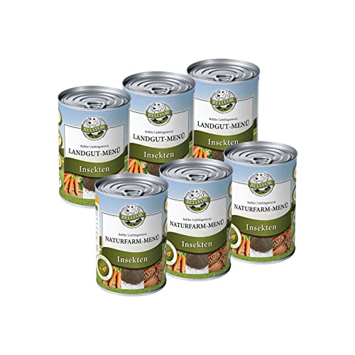 Bellfor Starter-Paket mit Landgut-Menü und Naturfarm-Menü Hypoallergenes Getreidefrei Nassfutter für Hunde mit Insekten und hoher Verdaulichkeit ohne tierische Nebenerzeugnisse 6 x 400 g von Bellfor