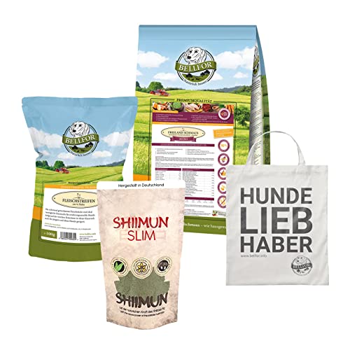 Bellfor Trockenfutter Hund Sparset mit Trockenfutter 2,5 kg Kausnacks Natur 100 g Diätfutter Hunde 50 g für Kleine Hunderassen mit Gewichtsproblemen Flohsamenschalen Shiitakepulver Maitakepulver von Bellfor