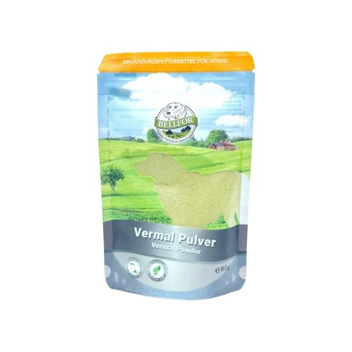 Bellfor Vermal Pulver mit Kokosmehl und Kürbiskernen - 80 g. Magen-Darm-Bereich Unterstützung | Rein pflanzliche Inhaltsstoffe | Optimale Unterstützung | Einfache Anwendung und hohe Akzeptanz von Bellfor
