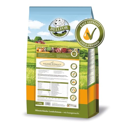 Bellfor Wildsee-Schmaus Hochwertiges Getreidefreies Hundetrockenfutter mit Ente mit hoher Verdaulichkeit ohne tierische Nebenerzeugnisse (4 kg) - Hundefutter mit hohem Fleischanteil. von Bellfor