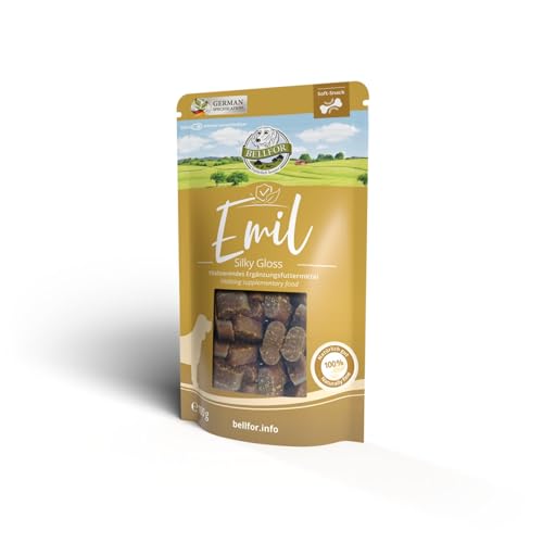 Bellfor Emil Silky Gloss – Soft Snacks mit Lachs für Hunde – 100 g/ca. 60 Stück – Für Glänzendes Fell & Gesundheit – Perfekt als Trainingsleckerli & für Unterwegs von Bellfor