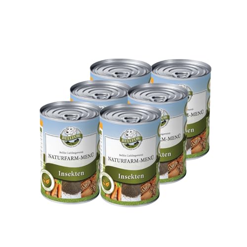 Bellfor Naturfarm-Menü – Hundenassfutter mit Insektenprotein – Getreidefrei – 6 x 800 g – Für Ernährungssensible Hunde, Reich an Vitaminen & Mineralstoffen von Bellfor