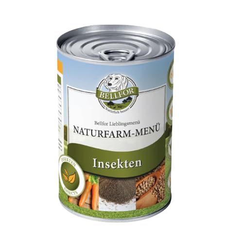 Hundenassfutter Getreidefrei mit Insektenprotein - Naturfarm-Menü von Bellfor - 800 g. Ideal für Ernährungssensible Hunde, Reich an Vitaminen & Mineralien. Optimal für Hunde mit Allergien. von Bellfor