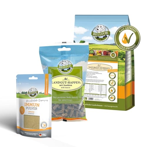 Bellfor Purinarm Set für Hunde Naturgut-Schmaus 4 kg Immun Pulver 80 g und Landgut-Happen 200 g von Bellfor