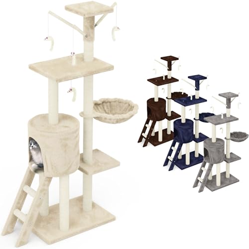 Beltom® KRATZBAUM KATZENKRATZBAUM KLETTERBAUM KATZENBAUM SPIELBAUM 140 cm. Park Spiele - Beige von Beltom