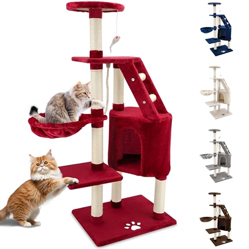 Beltom® KRATZBAUM KATZENKRATZBAUM KLETTERBAUM KATZENBAUM SPIELBAUM Park Spiele H. 120 cm - Rotwein von Beltom