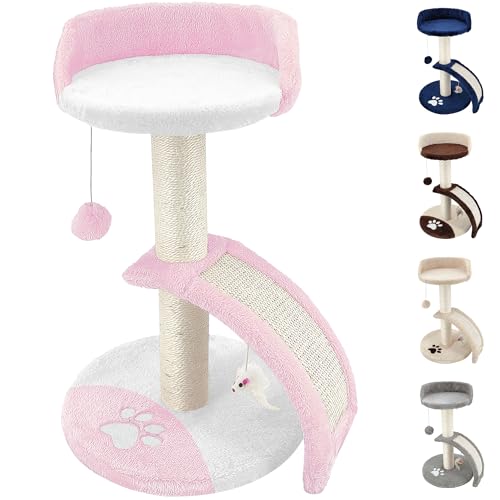 Beltom® KRATZBAUM KLETTERBAUM KATZENKRATZBAUM KATZENBAUM SPIELBAUM 54 cm. Park Spiele - Rosa-Weiß von Beltom